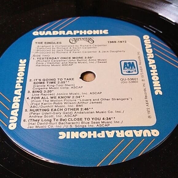 Carpenters Album Vinyl Record Quadraphonic The Singles 1969-1973 - Picture 10 of 10